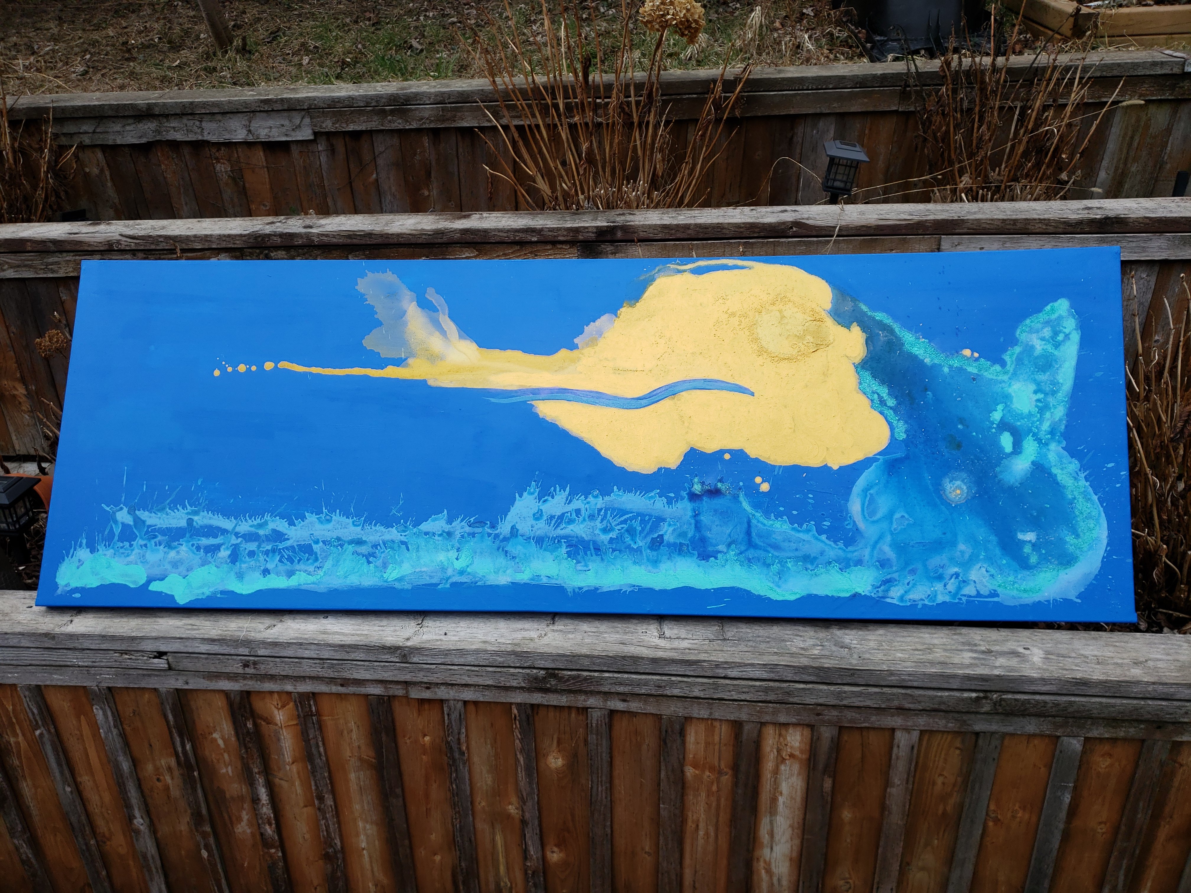 Blue gold ad turquoise abstract landscape by Stephanie Konu 2020