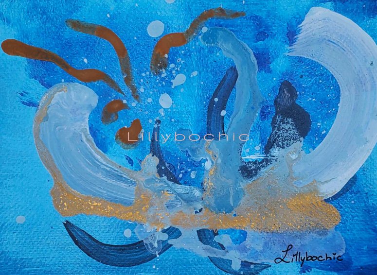 Custom Blue and Gold ocean landscape dramatic movement