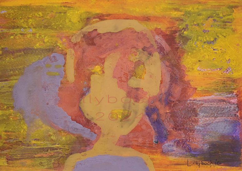 Orange and yellow figure in high abstract style