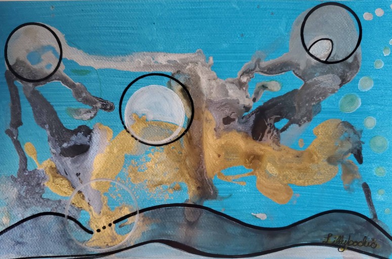 Happy Blue On Paper Featuring expansive gold with happy blue custom colour