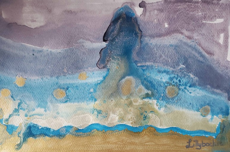 Happy Blue On Paper Featuring expansive gold with happy blue custom colour