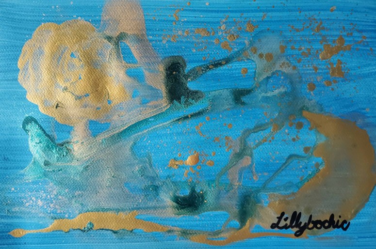 Happy Blue On Paper Featuring expansive gold with happy blue custom colour