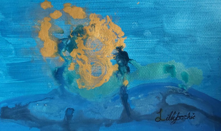 Happy Blue On Paper Featuring expansive gold with happy blue custom colour