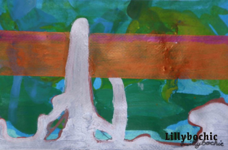 2025. Acrylic on Watercolour Paper. Silver River over Greenland Lillybochic.